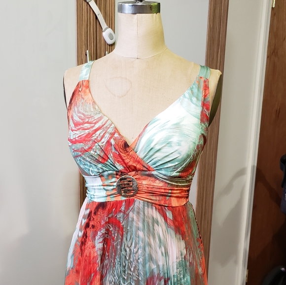 Maxi orange dress size M or USA 6-8 - Picture 3 of 8